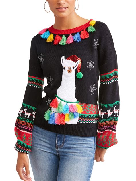 Holiday Time Women S Ugly Christmas Llama Sweater Walmart Com