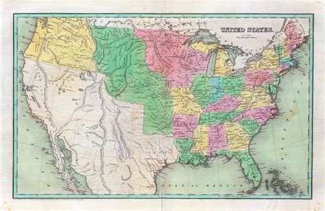 1838 Antique Map Poster United States Of America Old Early History Usa
