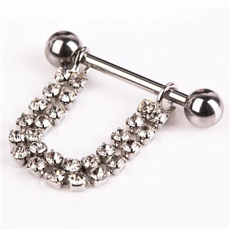 Charming Body Jewelry With Double Row Crystal Claw Chains Straight Bar