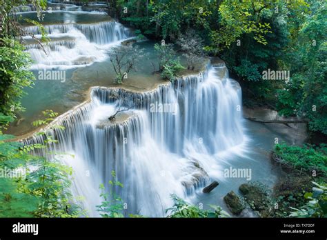 Huay Mae Khamin Waterfalls In Deep Forest At Srinakarin National Park