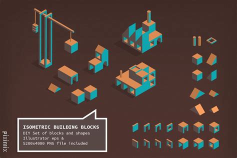 Isometric Building Block Set Isometric Building Blocks Pencil