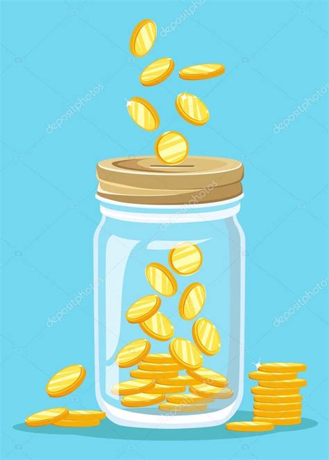 Money Jar Saving Dollar Coin In Jar Flat Design Style Stock Vector By