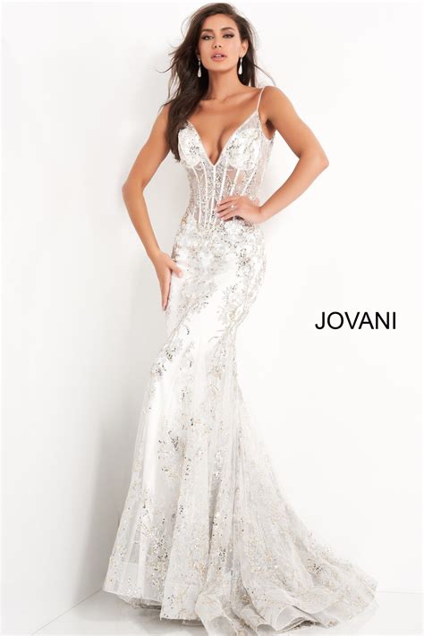 Jovani Black Embellished Plunging Neckline Dress Prom Dresses