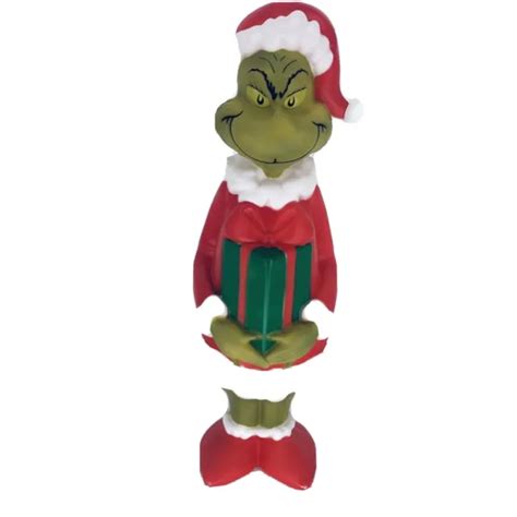 36 Inch Led Lighted The Grinch With Christmas Present Blow Mold Green