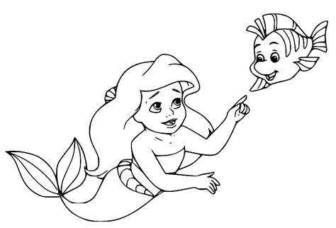 Ariel And Flounder The Little Mermaid Coloring Pages