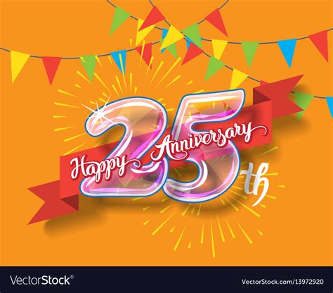 Happy 25th Anniversary Glass Bulb Numbers Set Vector Image