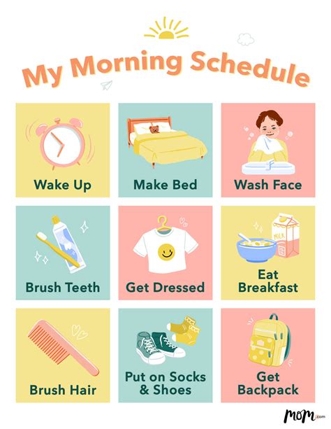 Printable Back To School Morning Visual Schedule For Kids