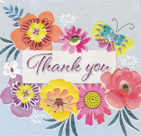 Flowers And Butterfly Thank You Card Karenza Paperie
