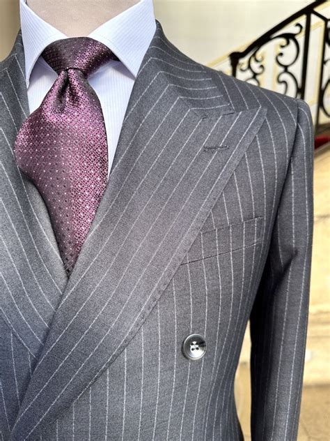 Charcoal Grey Double Breasted Chalk Stripe Suit