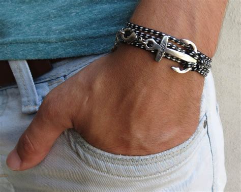 anchor bracelet men sailor bracelet nautical bracelet mens bracelet silver mens jewelry