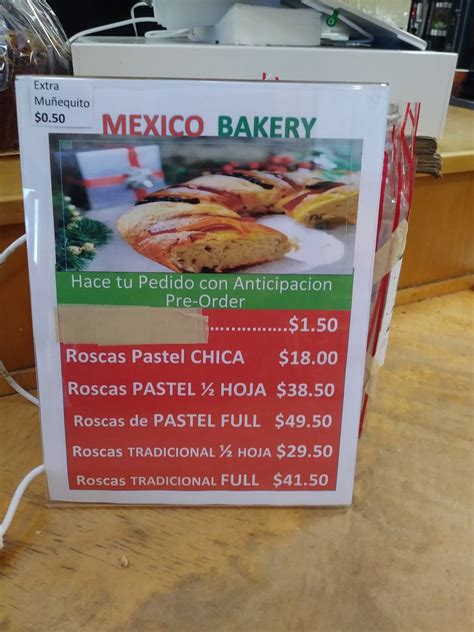 Menu At Mexico Bakery San Jose Story Rd