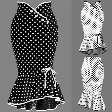 summer skirt fashion women high waist lady office skirt sexy slim polka dot mermaid skirt