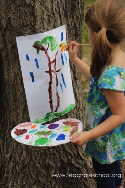 Painting On A Tree Easel In Prek Teach Preschool