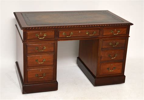 Antique Mahogany Leather Top Pedestal Desk Antiques Atlas