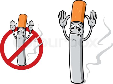 Sad Cigarette In Cartoon Style Stock Vector Colourbox