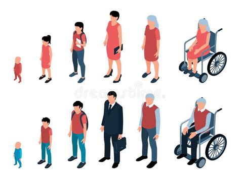 Human Generations Flat Set Stock Vector Illustration Of Population