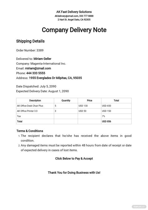 Delivery Note Example Template Free Pdf Word Rezfoods Resep Masakan