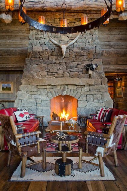 Western Style Lodge Love The Stone Fireplace Stylish Western Home