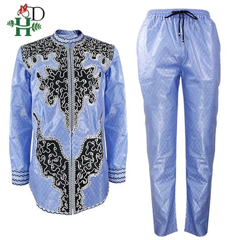 H And D Costume Africain Dashiki Vêtements Chemise Et Pantalon Pour