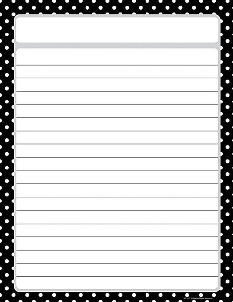 Black Polka Dots Lined Chart Lined Writing Paper Printable Lined