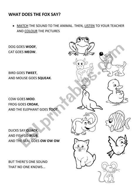 What Does The Fox Say Esl Worksheet By Elisa Hernandez