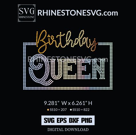 Birthday Queen Rhinestone Template Cricut Design Svg