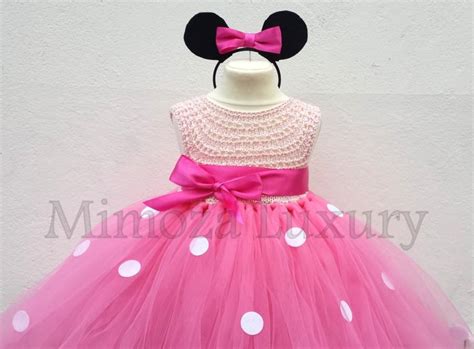 Minnie Mouse Dress Minnie Mouse Birthday Dress Flower Girl Dress Pink