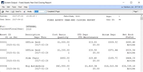 Dynamics Gp Fixed Asset Year End Close Report Logan Consulting