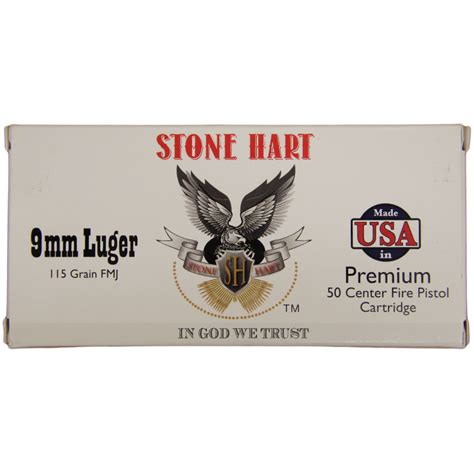 Ammomart 9mm Luger Stone Hart 115gr Fmj 50 Rounds