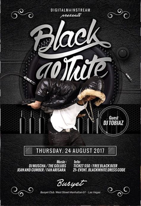 Black And White Flyer Template Free Web Free Download This Black And