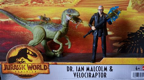 Jurassic World Dominion Dr Ian Malcolm And Velociraptor With Giant Locusts Human Pack Mattel