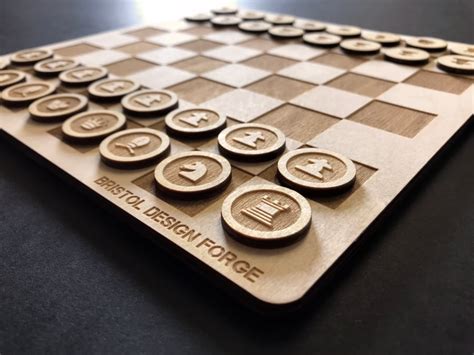 Minimal Laser Cut Wooden Chess Set Folksy