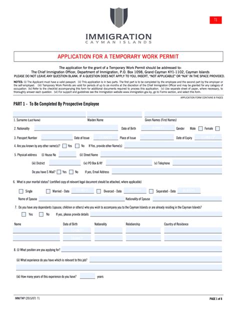 Cayman Work Permit Form Fill Out And Sign Online Dochub