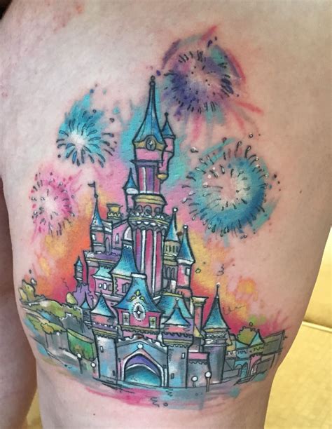 Water Colour Disney Castle Tattoo By Ladychappelletattoos 💕 Disney