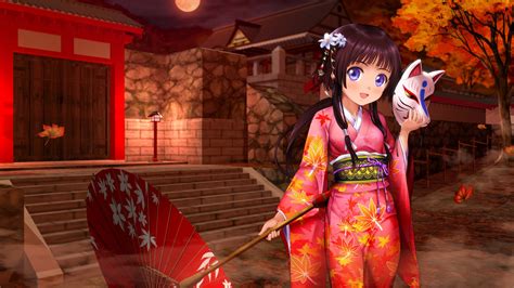 Anime Girl Kimono Umbrella Wallpapers Hd Wallpapers Id 17886