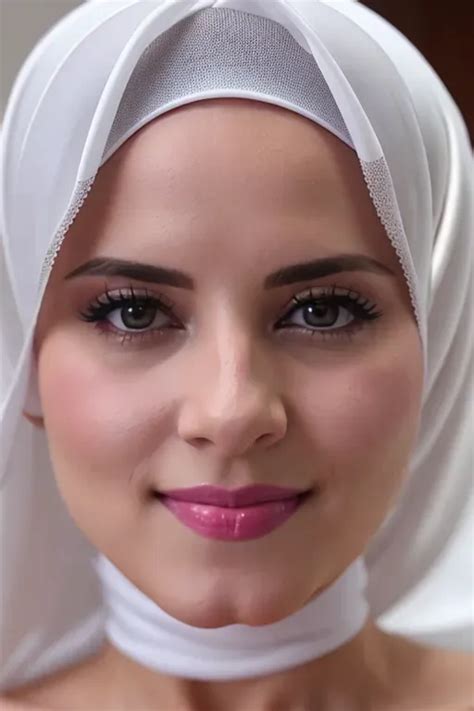 Dopamine Girl White Skin Perfect Tits Half Uncovered Silky Satin Dress Hijab Spread Legs