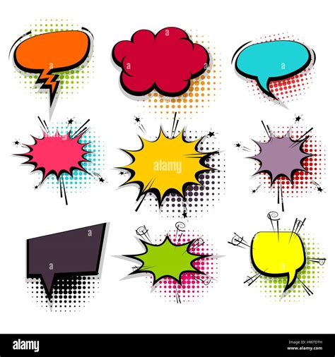 Funny Set Colored Comic Speech Bubbles Stock Vector Image And Art Alamy