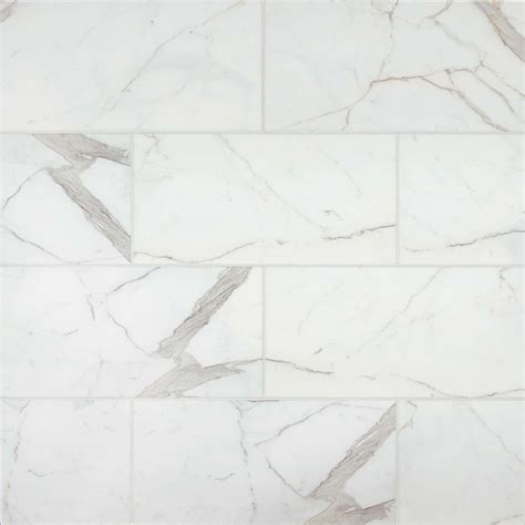 Calacatta 12″ X 24″ Honed Marble Tile In White Beyond Flooring