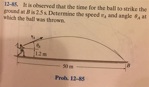 Solved 12 85 It Is Observed That The Time For The Ball To