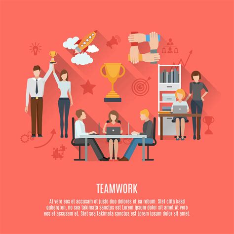 Business Teamwork Concept Flat Poster 468347 Vector Art At Vecteezy