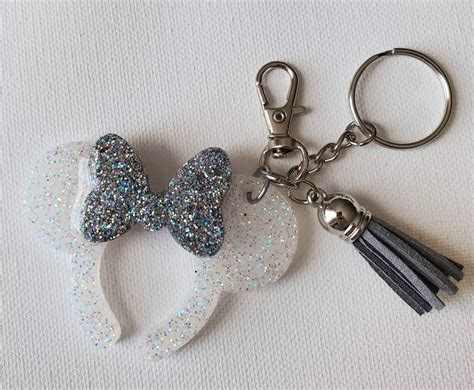 Minnie Ear Keychain Disney Keychain Glitter Keychain | Etsy in 2021