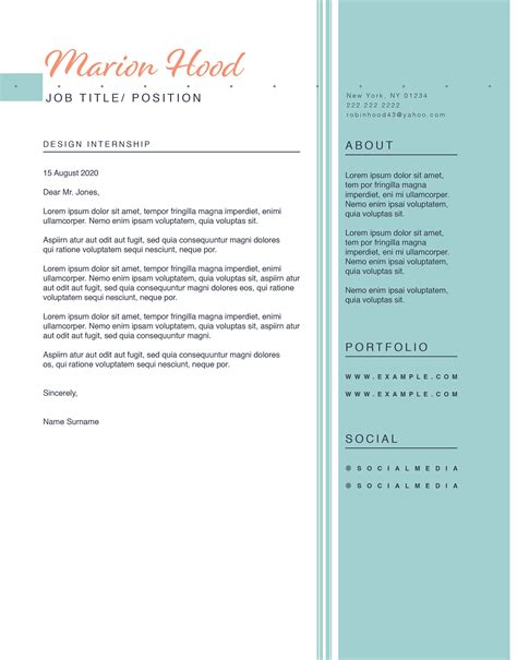 50s Retro Seafoam Coral Resume Template For Indesign Etsy