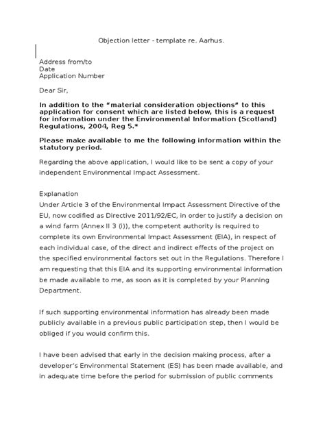 Objection Letter Template For Objectors Pdf Environmental Impact