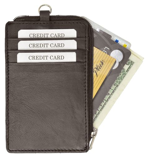 Rfid Blocking Premium Genuine Leather Credit Card Holder Zipper Id Nec