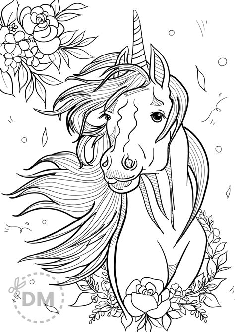 Unicorn Face Coloring Page For Teens And Adults Diy