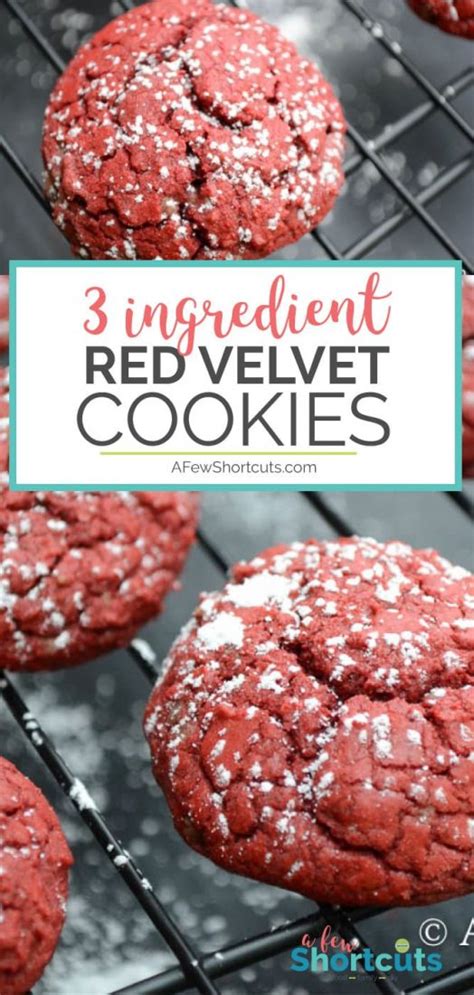 Plus two free printables to festively package up these cookies! 3 Ingredient Red Velvet Cookies - A Few Shortcuts