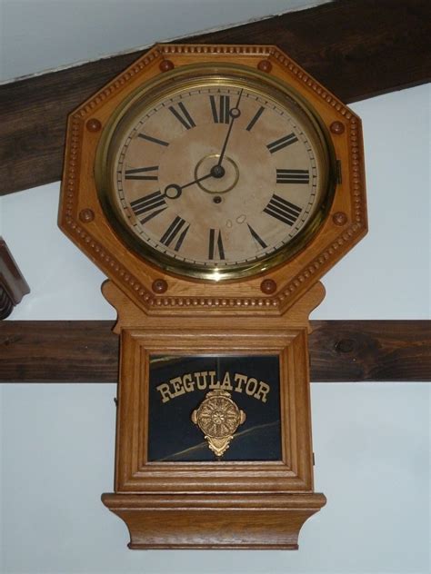 Antique Regulator Wall Clock Golden Oak Wood Arlex Jewelry Watches