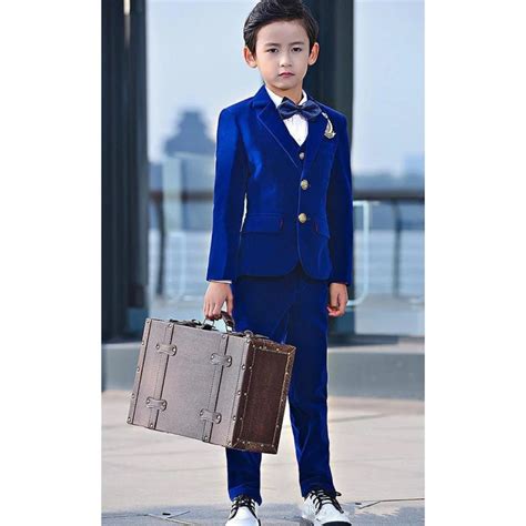 Buy Royal Blue Velvet Kids Formal Wear Suit Children Attire Wedding