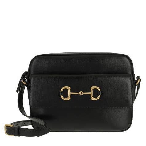 Gucci Horsebit 1955 Small Shoulder Bag Leather Blackgold Camera Bag