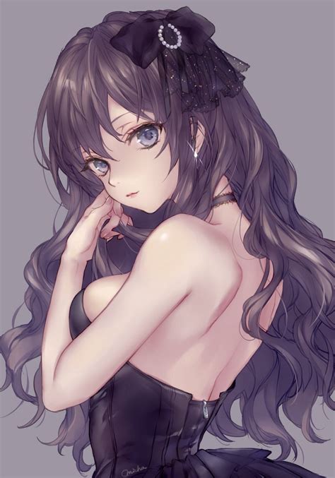 Beautiful Anime Girl With Black Hair And Purple Eyes